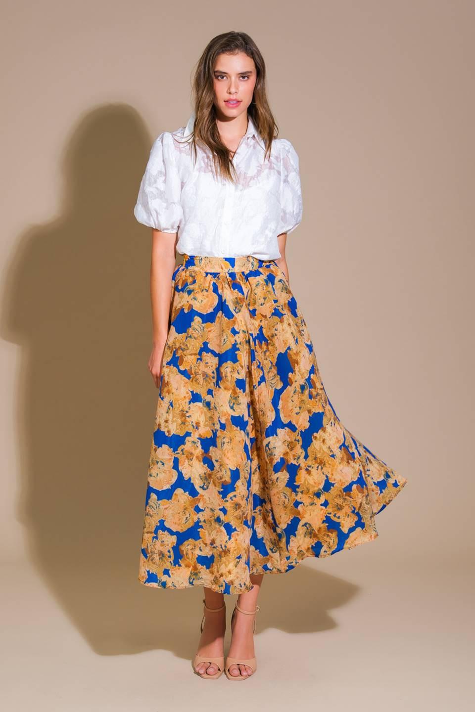 Sweetest Harmonies Woven Full Skirt in blue, view 7 — Soul Flow Apparel