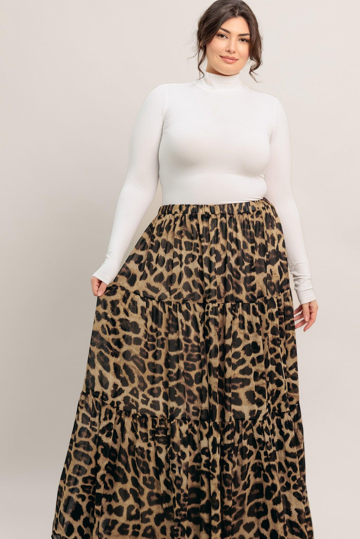 Seasonless Styling Woven Maxi Skirt in leopard, view 2 — Soul Flow Apparel