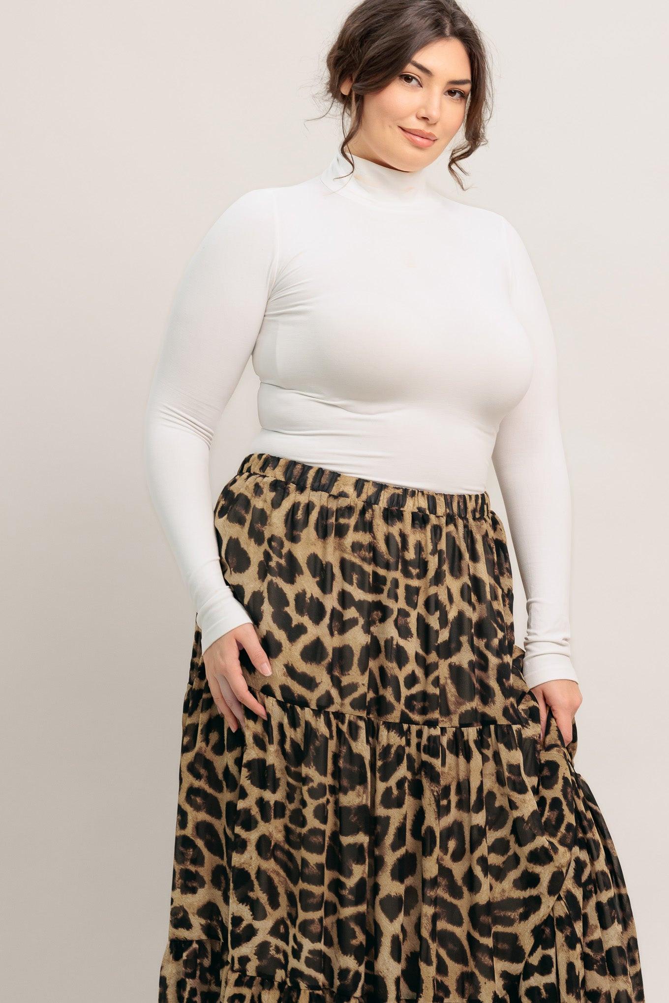 Seasonless Styling Woven Maxi Skirt in leopard, view 6 — Soul Flow Apparel