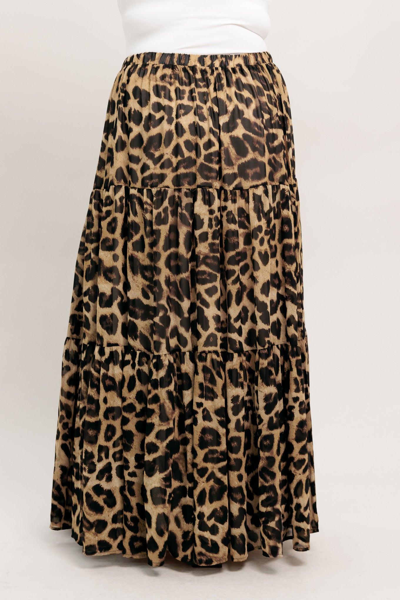 Seasonless Styling Woven Maxi Skirt in leopard, view 7 — Soul Flow Apparel