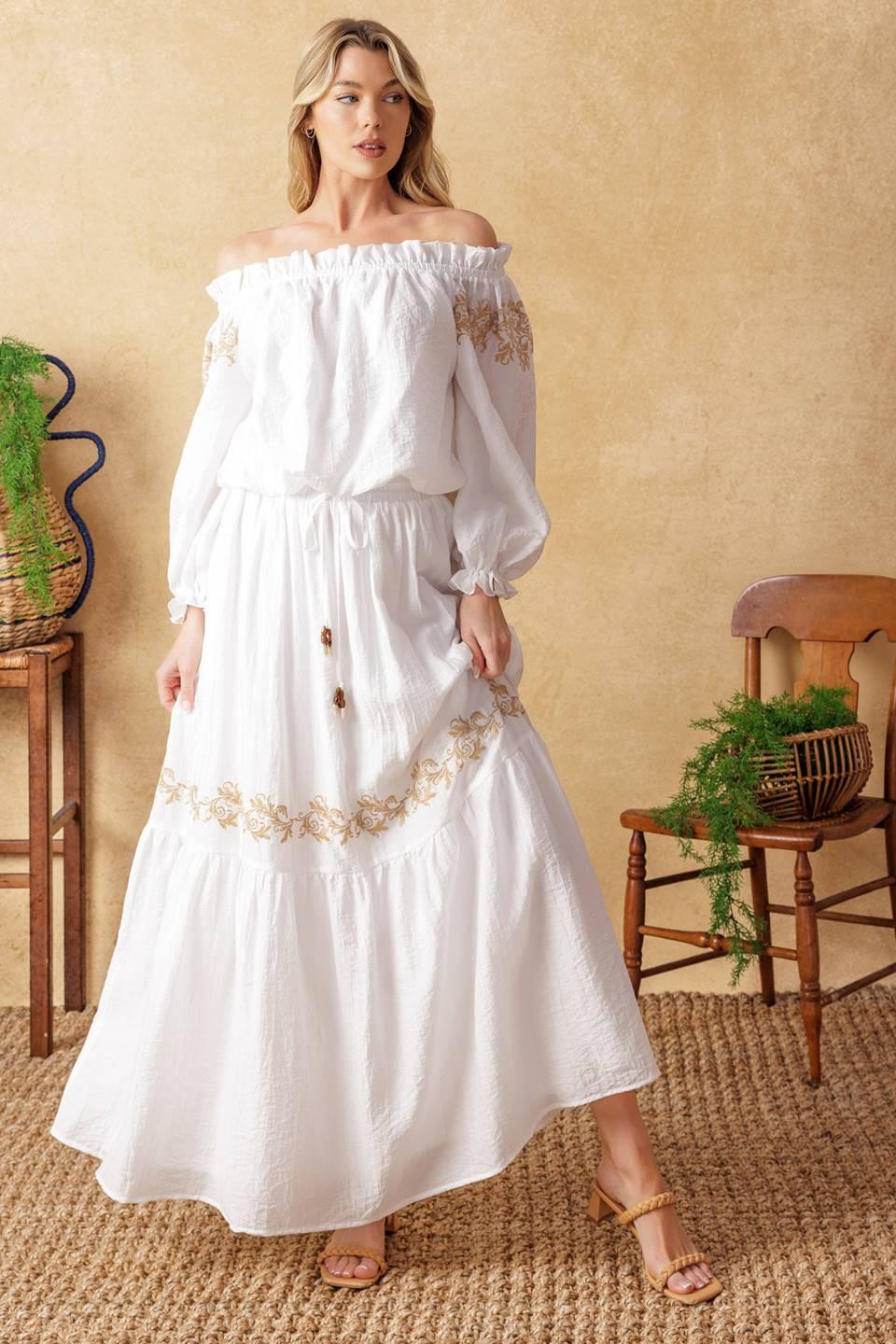 Full Speed Ahead Woven Maxi Skirt in ivory, view 1 — Soul Flow Apparel