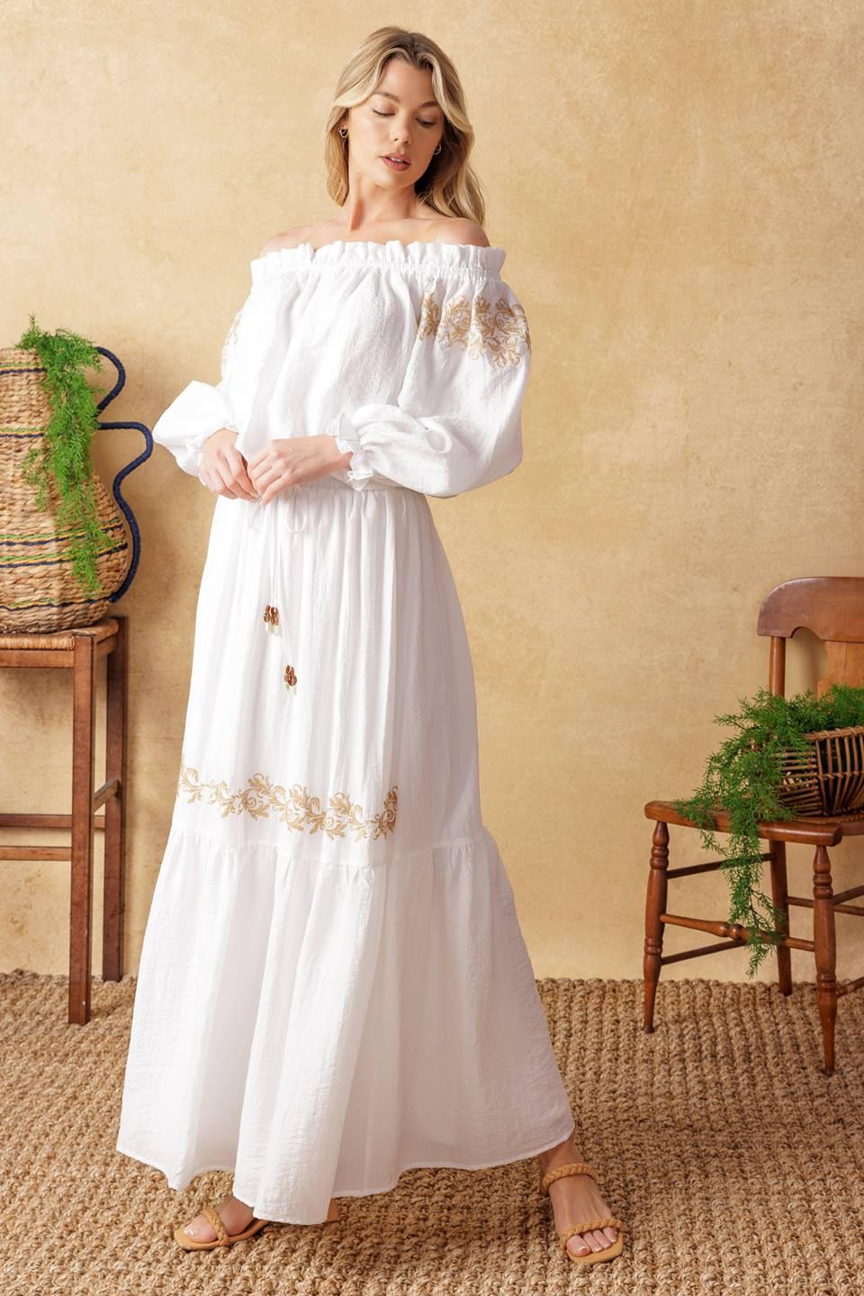 Full Speed Ahead Woven Maxi Skirt in ivory, view 2 — Soul Flow Apparel