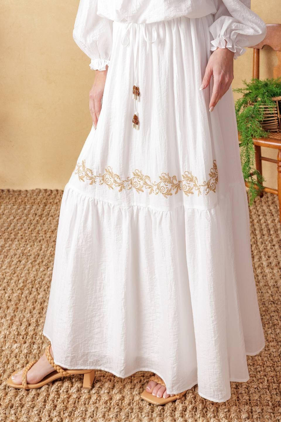 Full Speed Ahead Woven Maxi Skirt in ivory, view 3 — Soul Flow Apparel