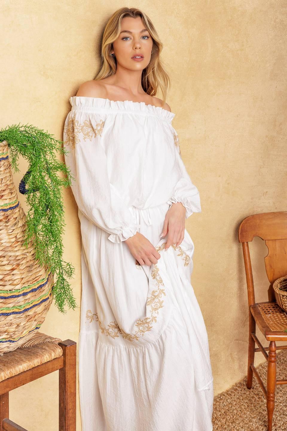 Full Speed Ahead Woven Maxi Skirt in ivory, view 5 — Soul Flow Apparel