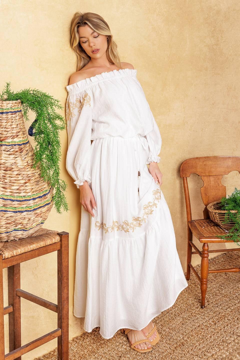 Full Speed Ahead Woven Maxi Skirt in ivory, view 6 — Soul Flow Apparel