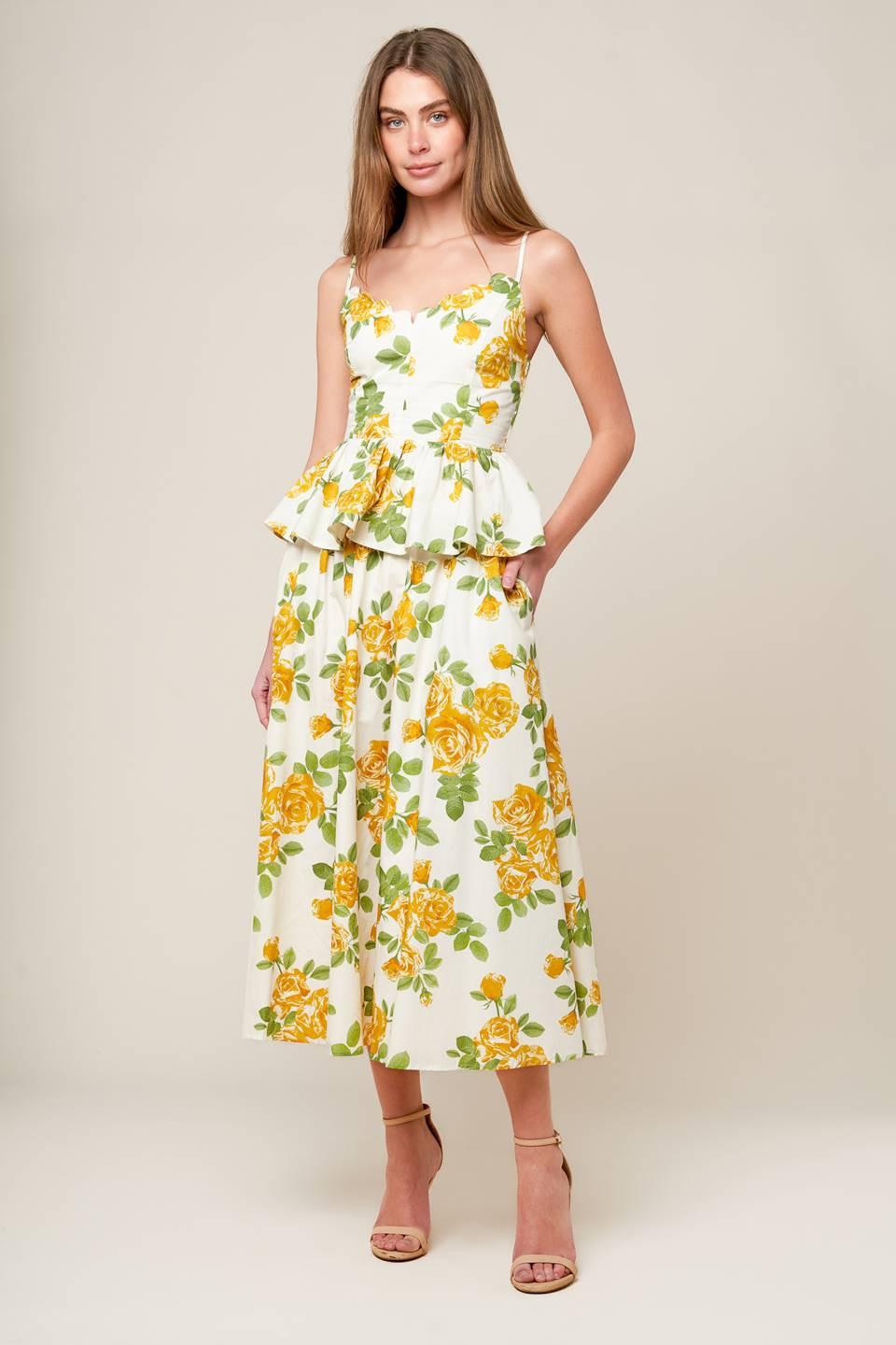 Every Sunday Cream Woven Midi Skirt, view 2 — Soul Flow Apparel