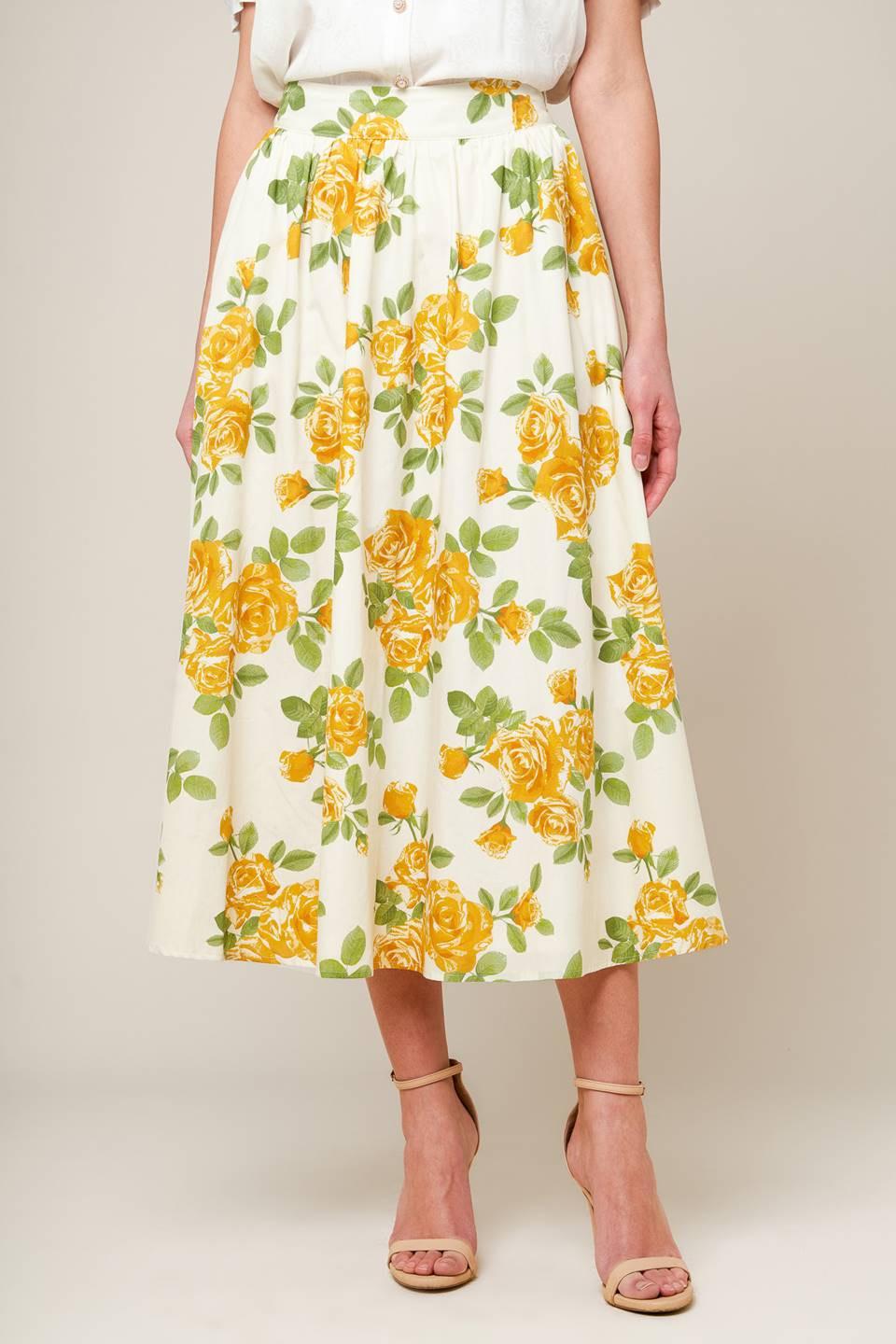 Every Sunday Cream Woven Midi Skirt, view 5 — Soul Flow Apparel