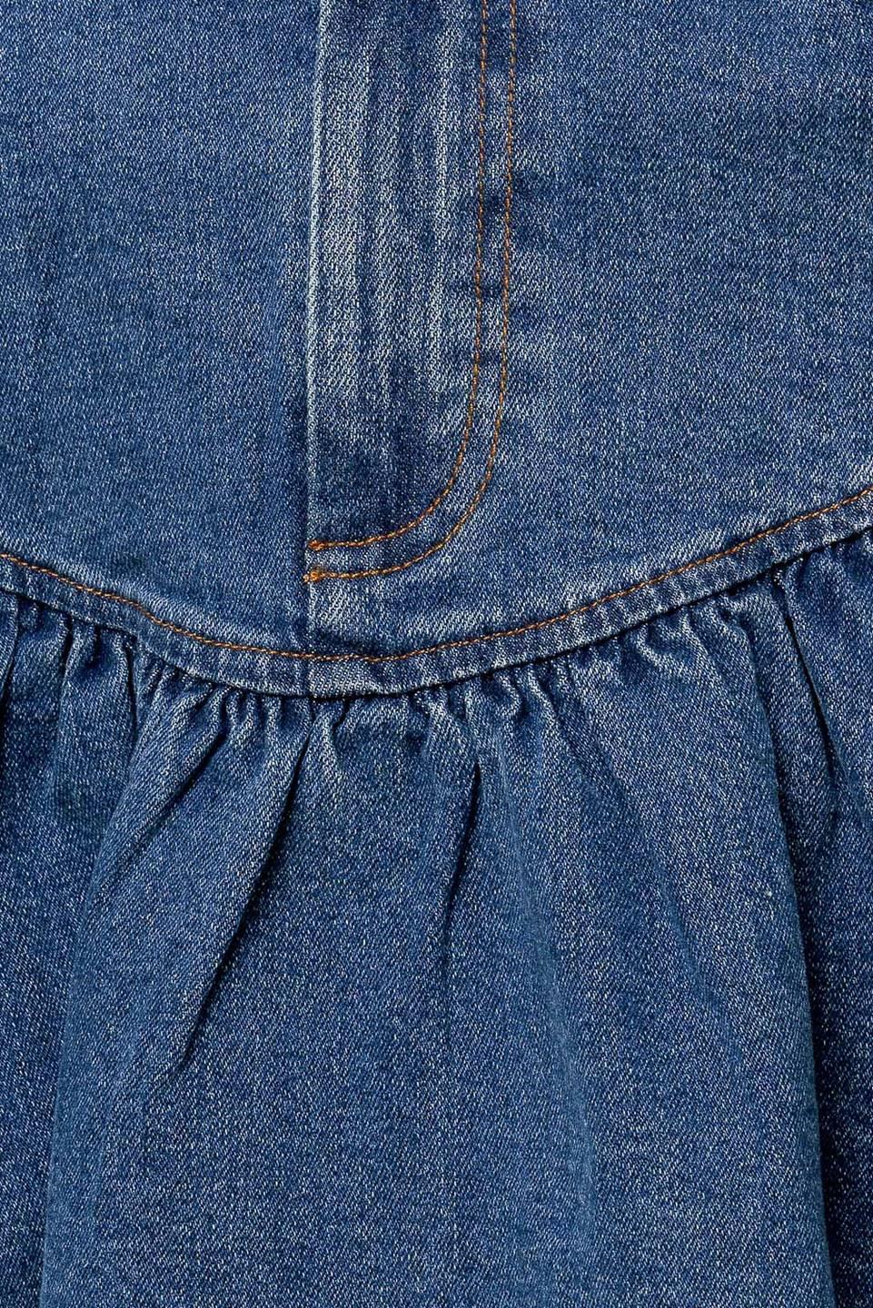Fenicia Indigo Denim Mini Skirt in medium, fabric swatch — Soul Flow Apparel