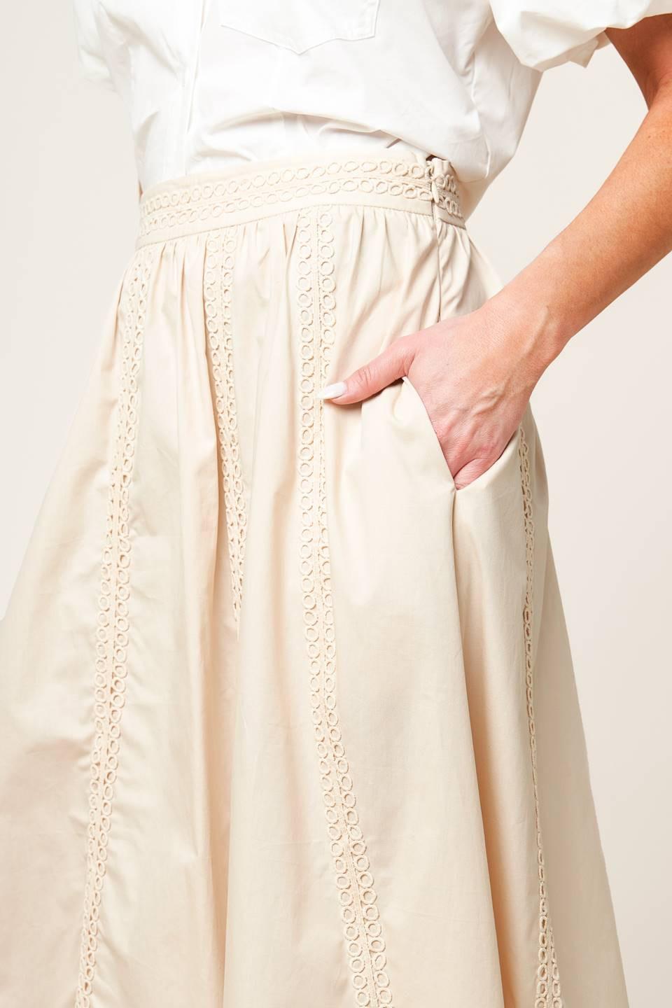 Layton Cream Woven Midi Skirt, view 3 — Soul Flow Apparel