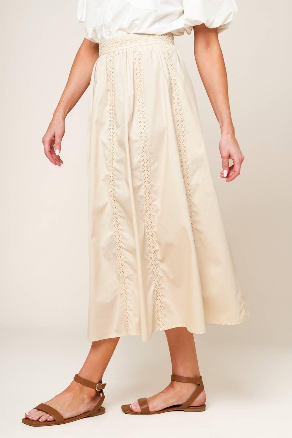 Layton Cream Woven Midi Skirt, view 6 — Soul Flow Apparel