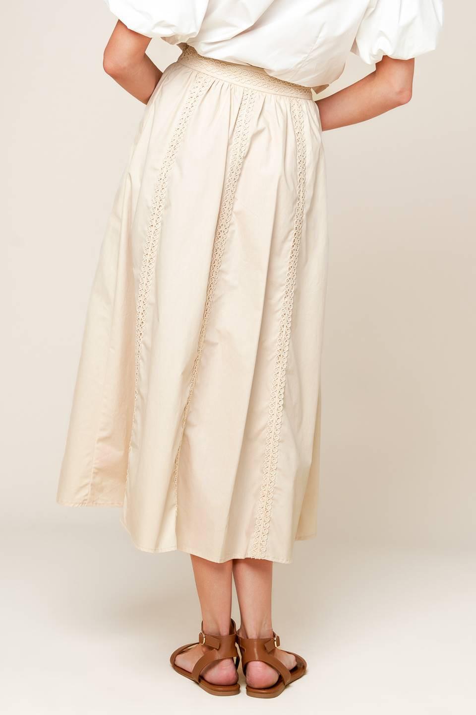 Layton Cream Woven Midi Skirt, view 7 — Soul Flow Apparel