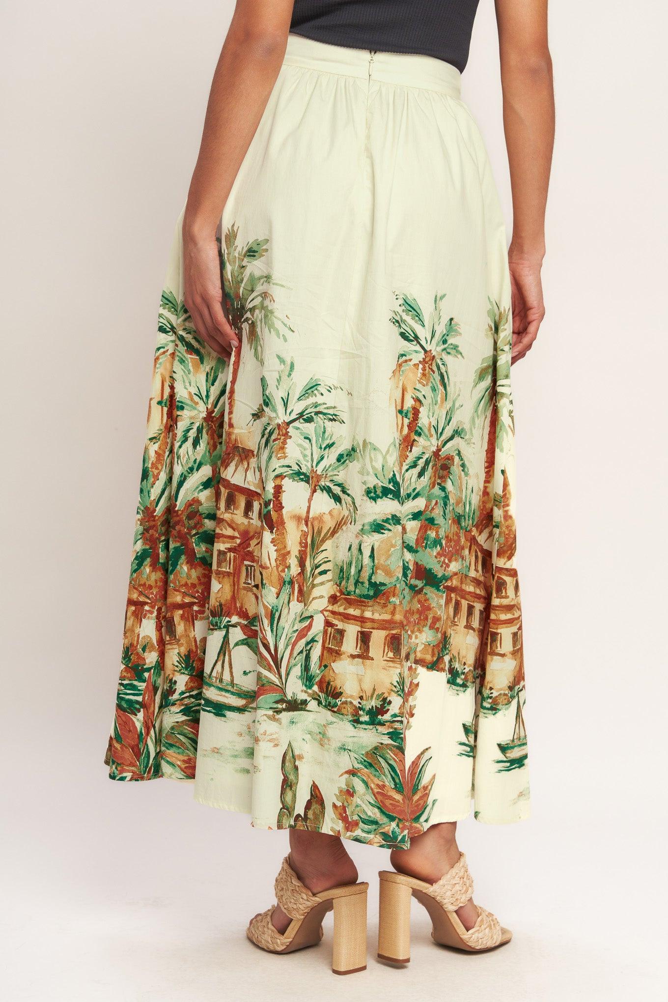 Island Time Only Woven Midi Full Skirt in ivory, view 7 — Soul Flow Apparel