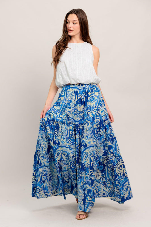 So Ready for a Getaway Maxi Skirt in blue, view 4 — Soul Flow Apparel