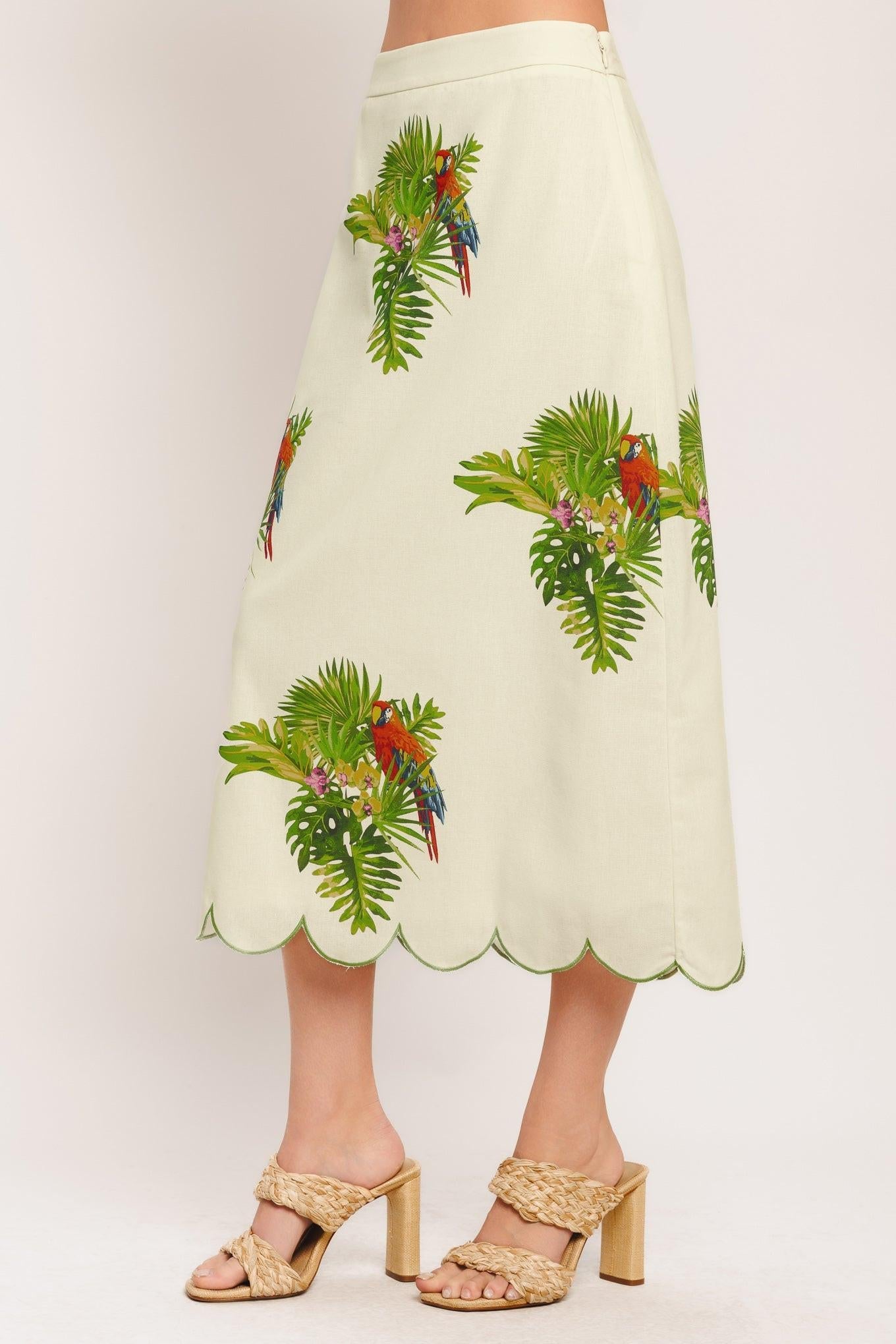 Island Elegance Woven Midi Skirt in ivory, view 4 — Soul Flow Apparel