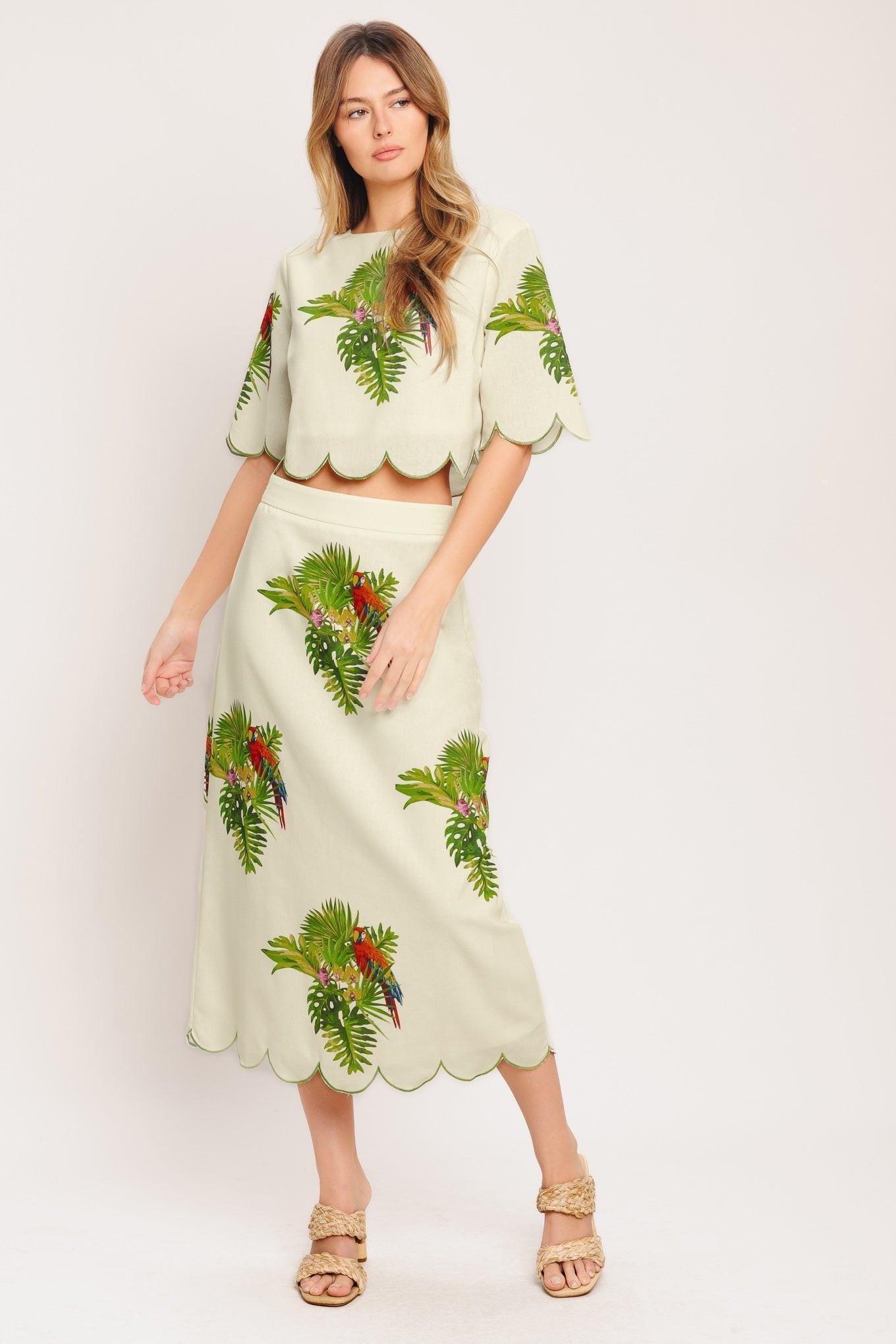 Island Elegance Woven Midi Skirt in ivory, view 6 — Soul Flow Apparel