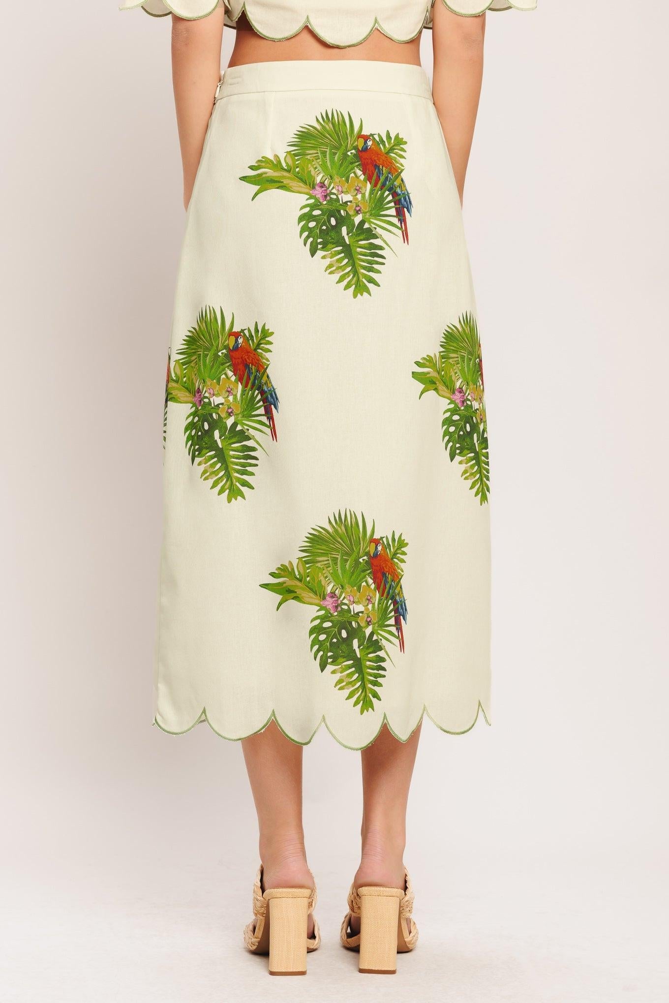 Island Elegance Woven Midi Skirt in ivory, view 7 — Soul Flow Apparel