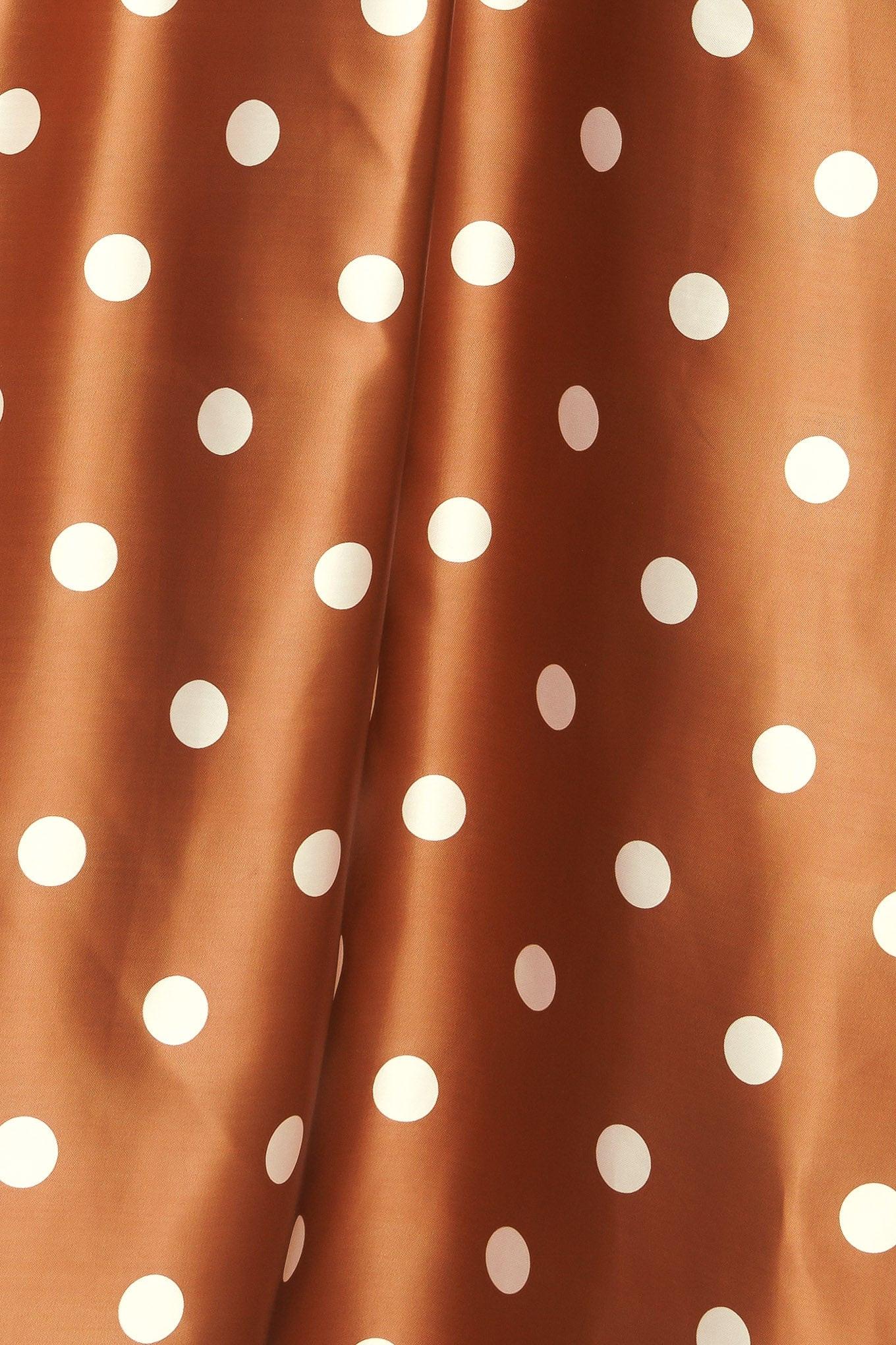 Chic Polka Flow Woven Full Maxi Skirt in caramel, fabric swatch — Soul Flow Apparel