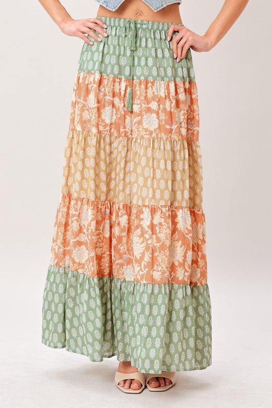 Terra Flow Midi Prairie Skirt in multi color, view 1 — Soul Flow Apparel