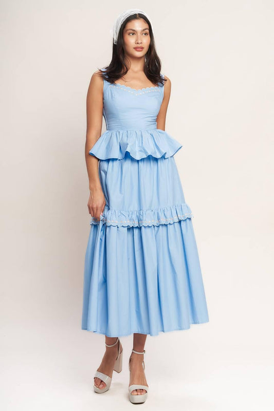 You’re Going to Love Woven Midi Skirt in light blue, view 2 — Soul Flow Apparel