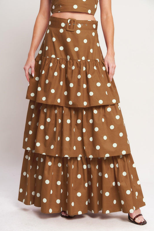 Brown Sugar Dot Woven Skirt, view 1 — Soul Flow Apparel