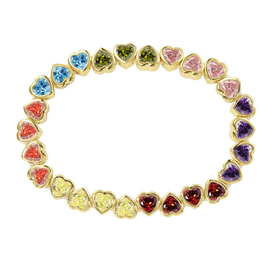 Stretchy Bezel Heart Bracelet Rainbow, view 125 — Soul Flow Apparel