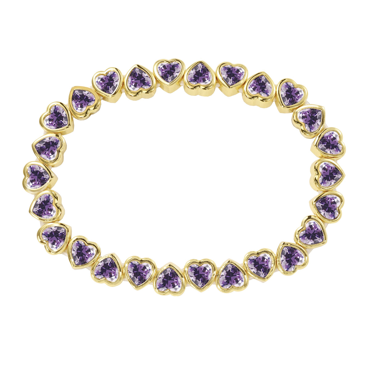Stretchy Bezel Heart Bracelet Purple, view 130 — Soul Flow Apparel