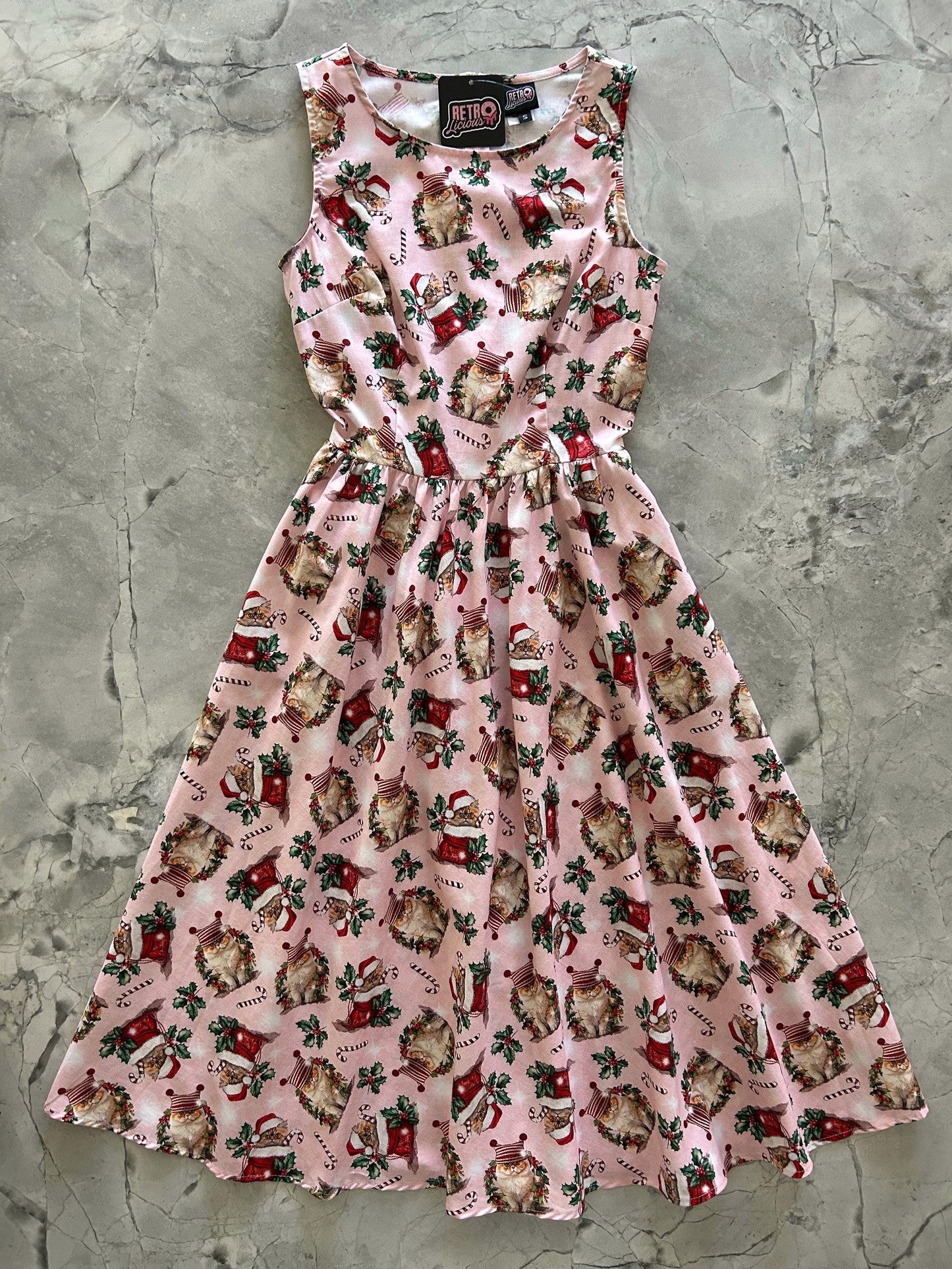 Holiday Cats Midi Dress, view 296 — Soul Flow Apparel