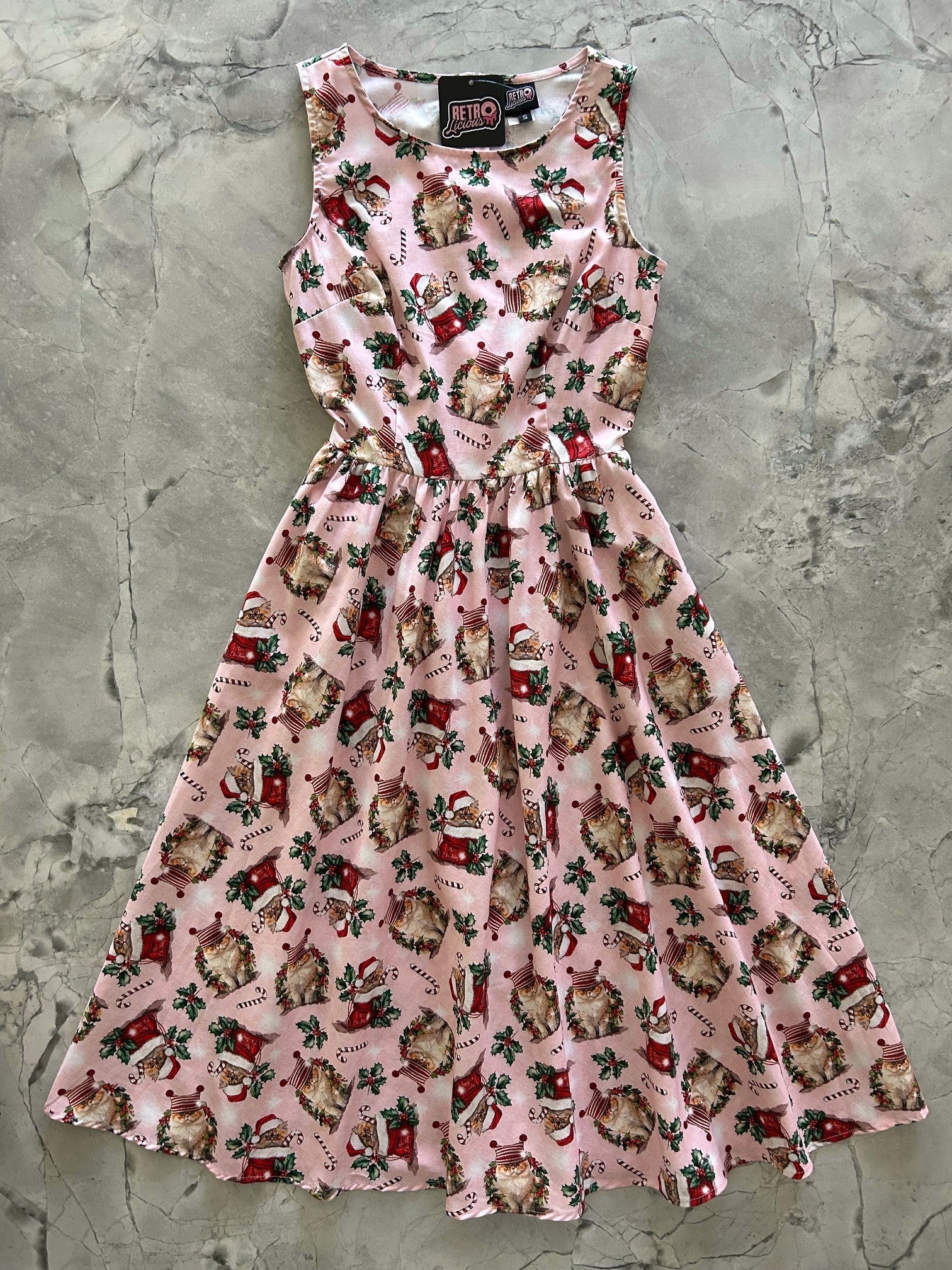 Holiday Cats Midi Dress, view 296 — Soul Flow Apparel