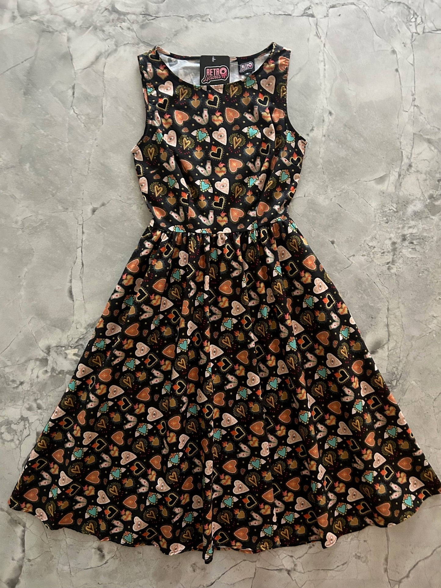 Flaming Hearts Midi Dress, view 1957 — Soul Flow Apparel