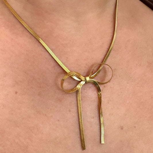 Lily Bow Necklace, view 1 — Soul Flow Apparel