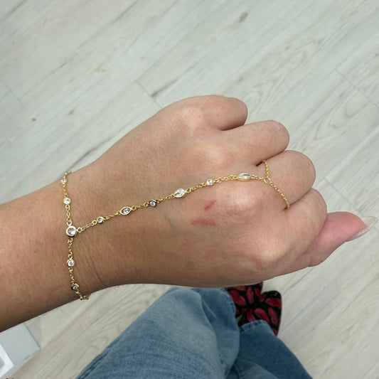 Seraphine Cz Hand Chain Bracelet, view 2988 — Soul Flow Apparel