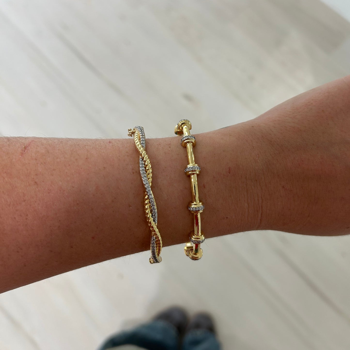 Pave Two Tone Studded Cuff, view 3007 — Soul Flow Apparel