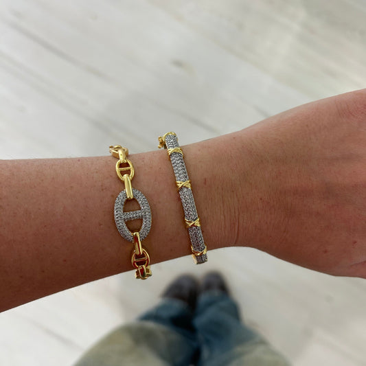 Rosie Two Tone Pave Bracelet, view 3010 — Soul Flow Apparel