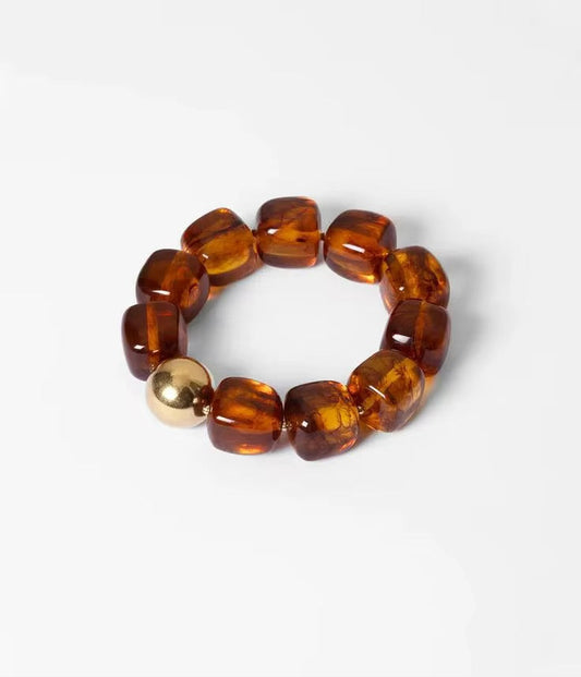 Pebbles Brown Stretchy Bracelet, view 3313 — Soul Flow Apparel