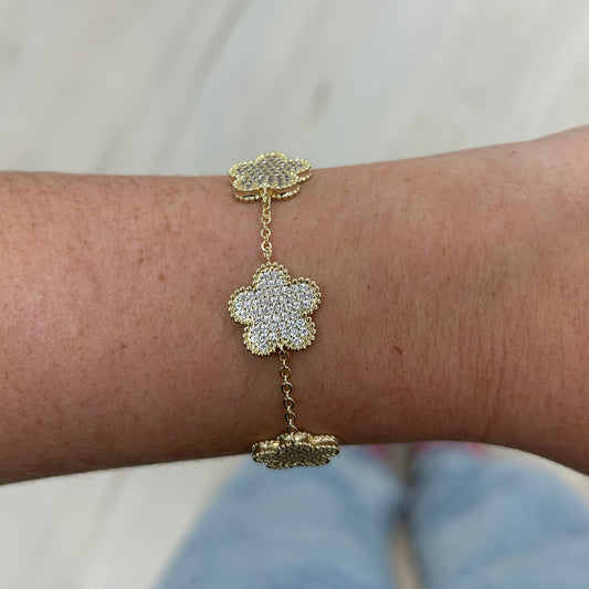 Adeline Clover Pave Bracelet, view 3573 — Soul Flow Apparel