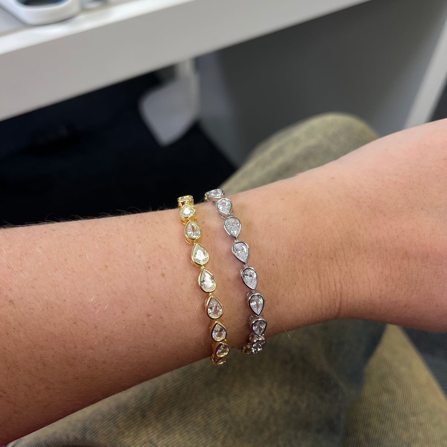 Ines Raindrop Tennis Bracelet, view 5804 — Soul Flow Apparel