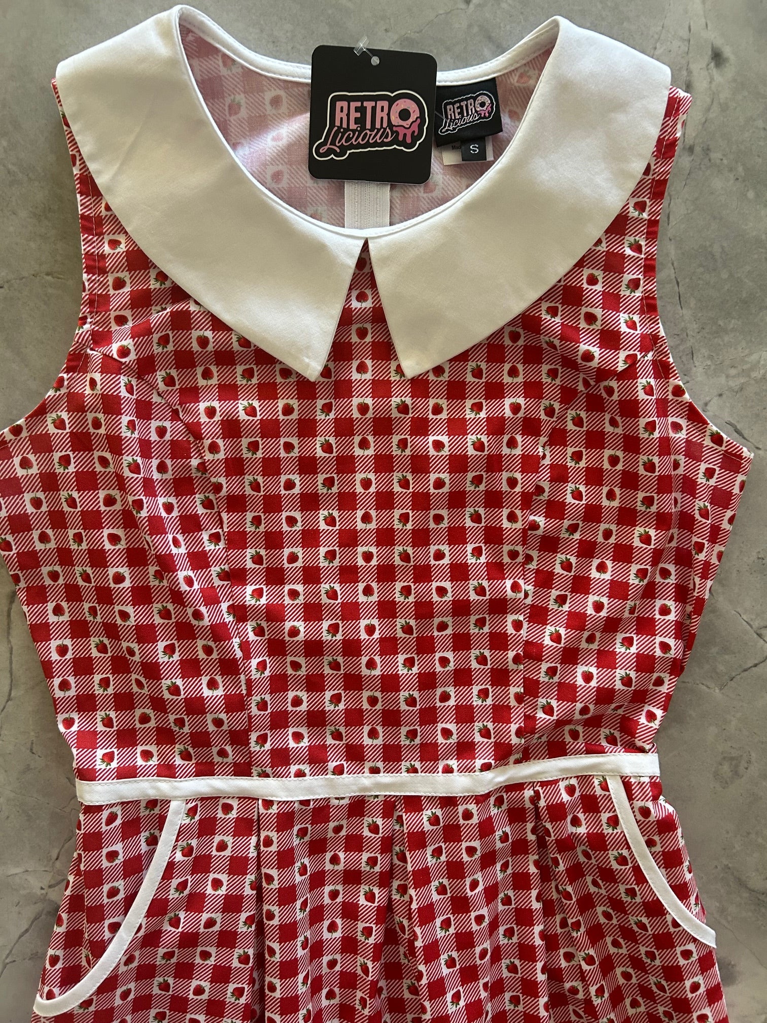 Strawberry Gingham Collared Dress, view 5884 — Soul Flow Apparel