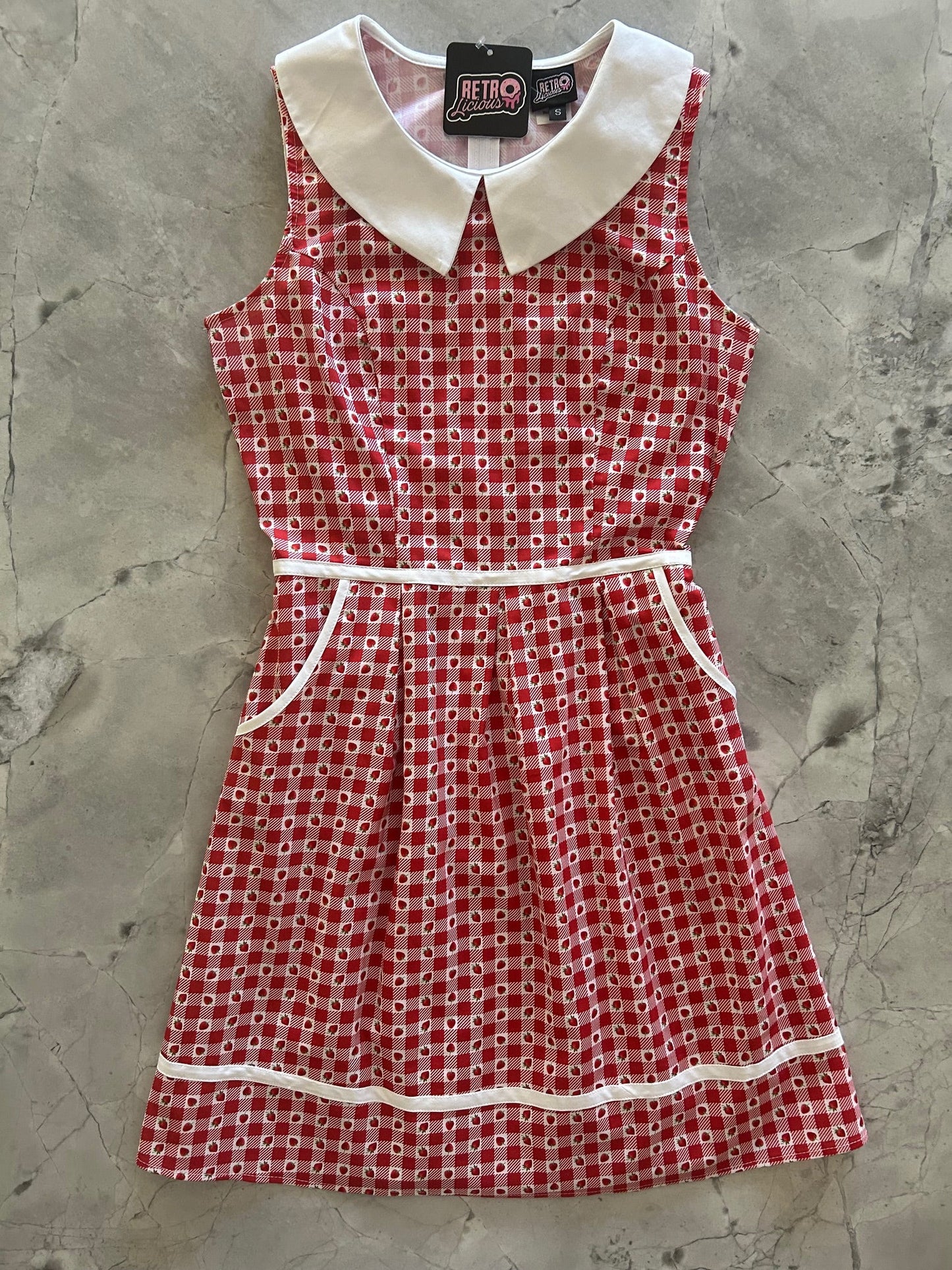 Strawberry Gingham Collared Dress, view 5885 — Soul Flow Apparel