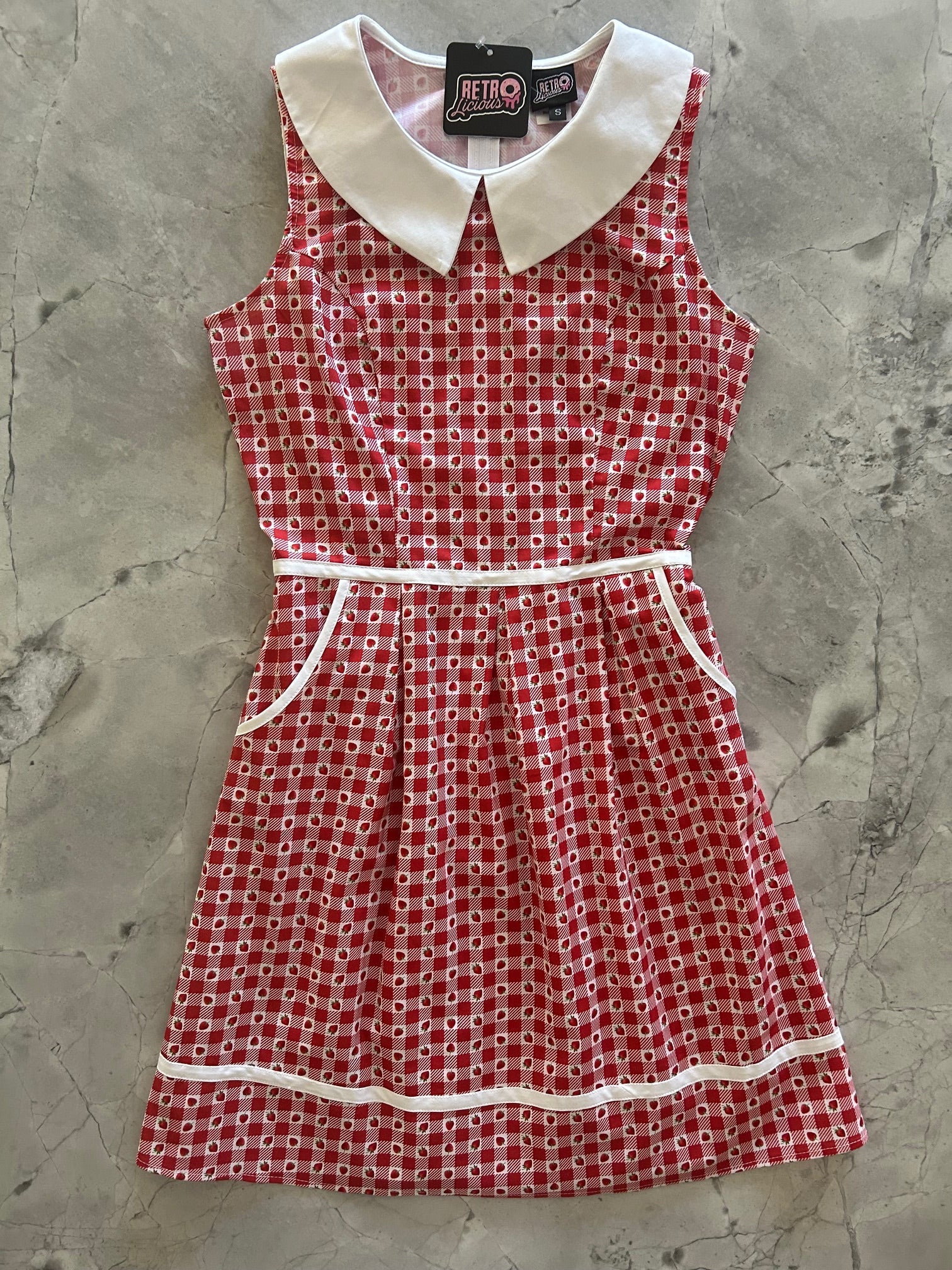 Strawberry Gingham Collared Dress, view 5885 — Soul Flow Apparel