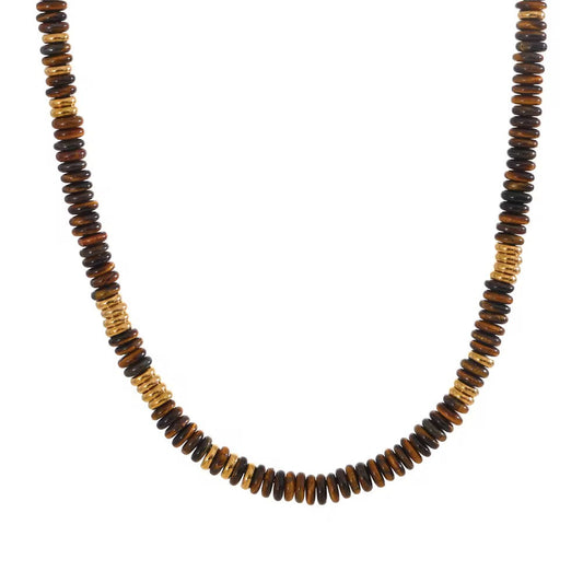 Tiger Eye Beaded Necklace, view 7340 — Soul Flow Apparel