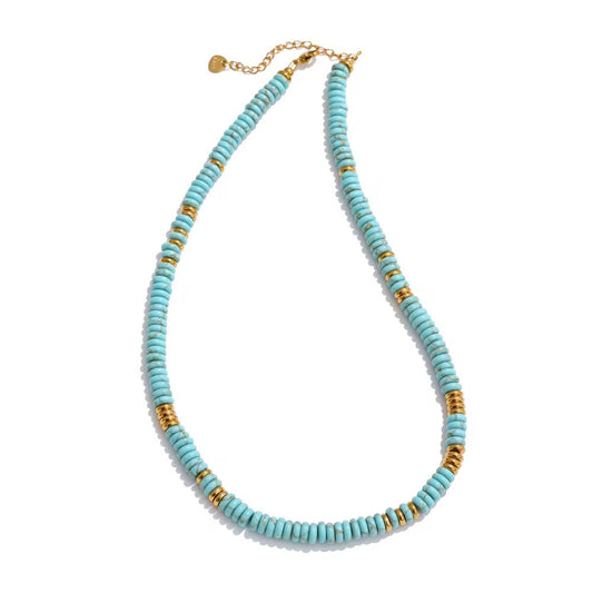 Turquoise Beaded Necklace, view 7343 — Soul Flow Apparel