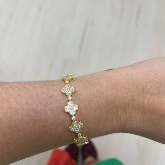 Gracie Clover Tennis Bracelet, view 7526 — Soul Flow Apparel