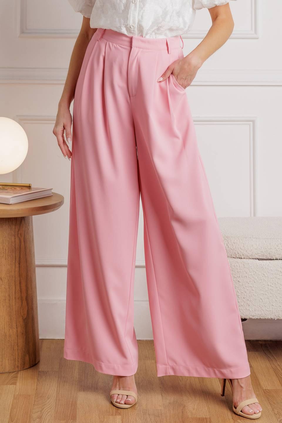 How Can It Be Woven Pants in light pink, view 1 — Soul Flow Apparel