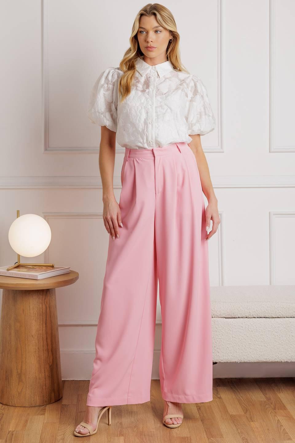How Can It Be Woven Pants in light pink, view 2 — Soul Flow Apparel