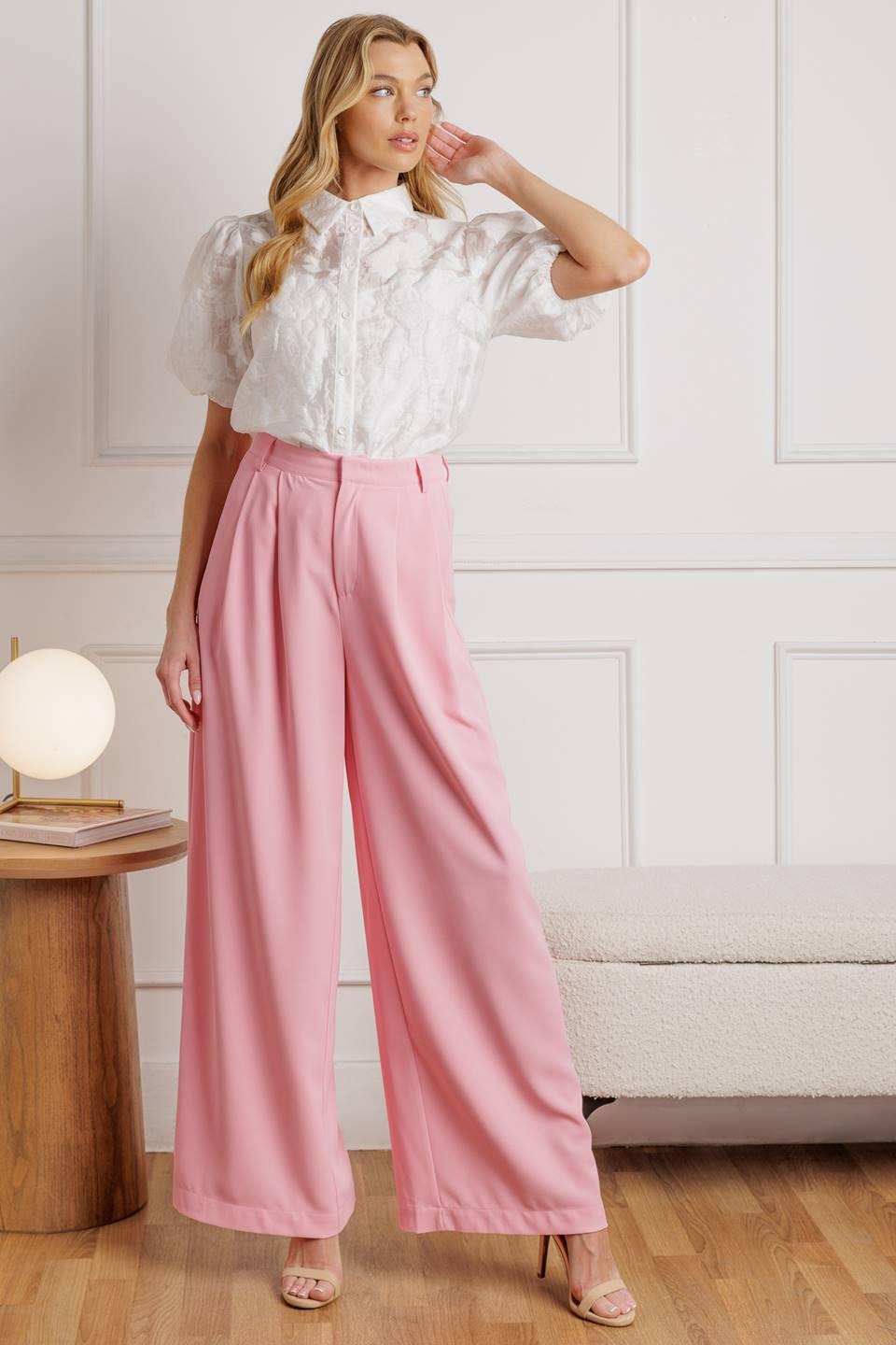 How Can It Be Woven Pants in light pink, view 3 — Soul Flow Apparel
