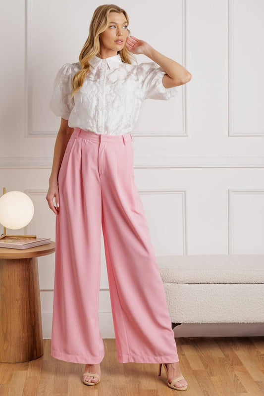 How Can It Be Woven Pants in light pink, view 3 — Soul Flow Apparel