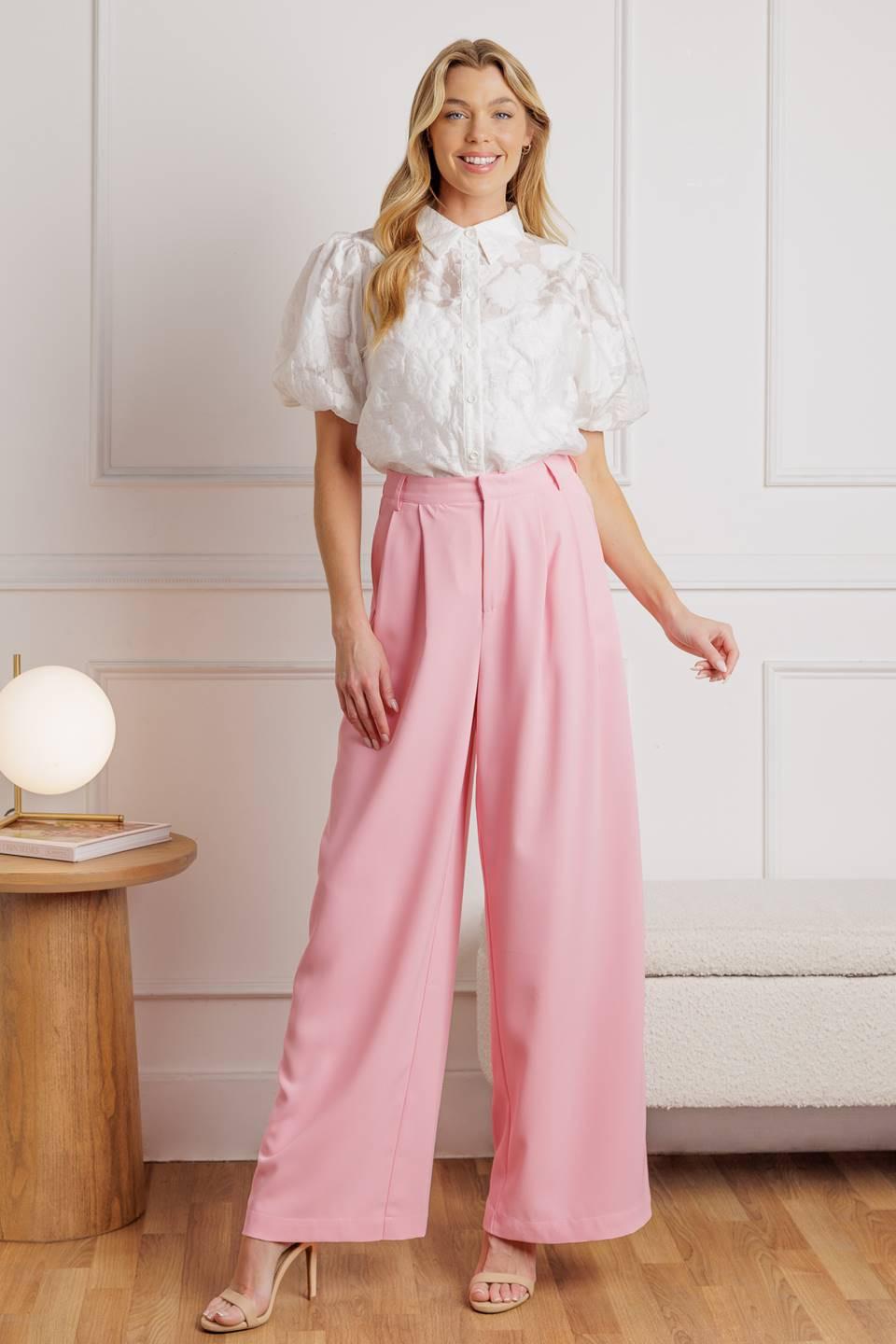 How Can It Be Woven Pants in light pink, view 4 — Soul Flow Apparel