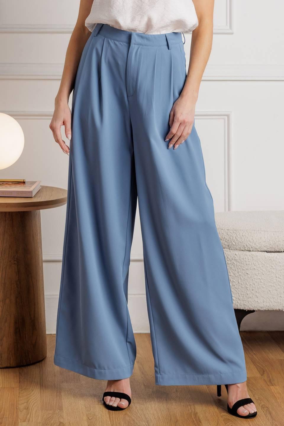 How Can It Be Woven Pants in powder blue, view 1 — Soul Flow Apparel