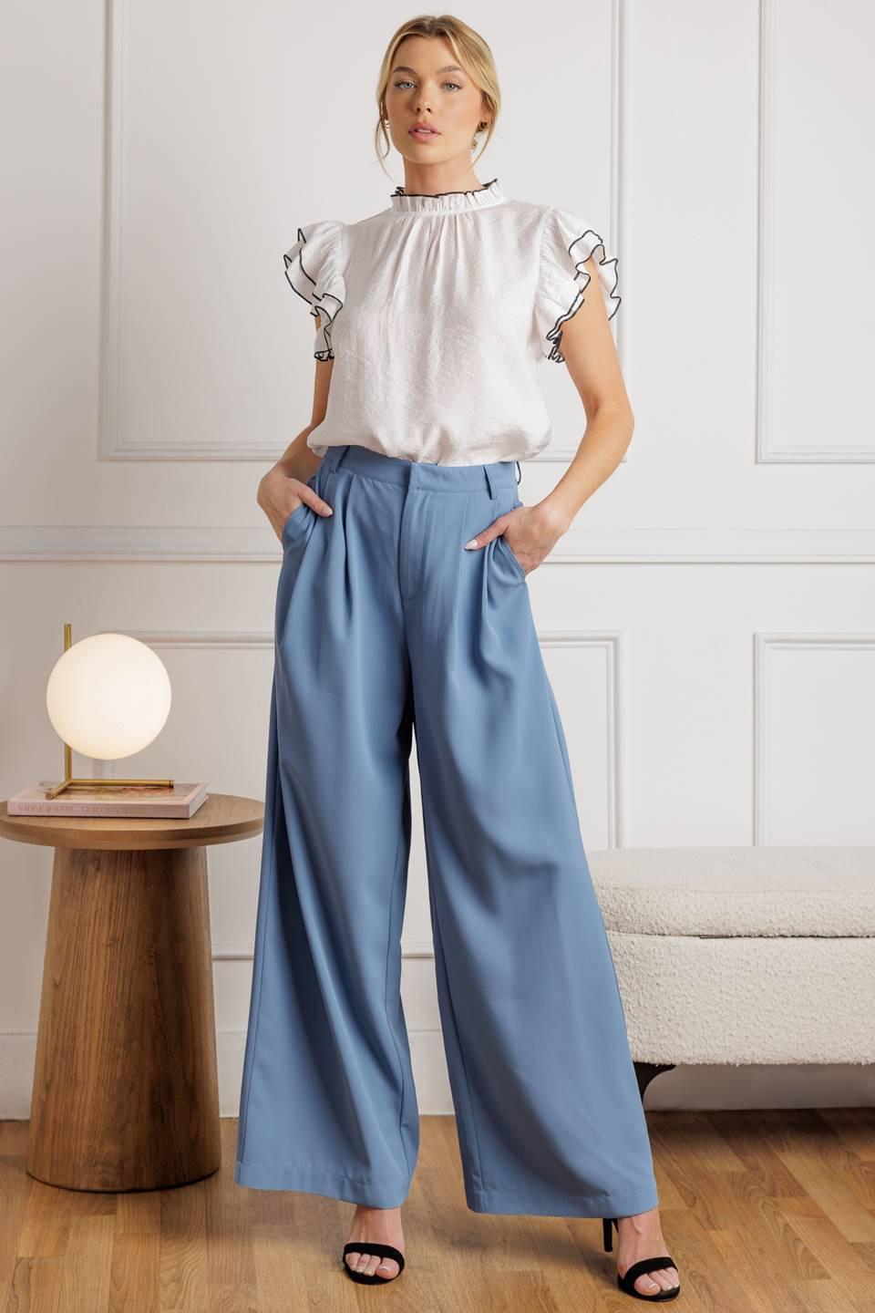 How Can It Be Woven Pants in powder blue, view 3 — Soul Flow Apparel