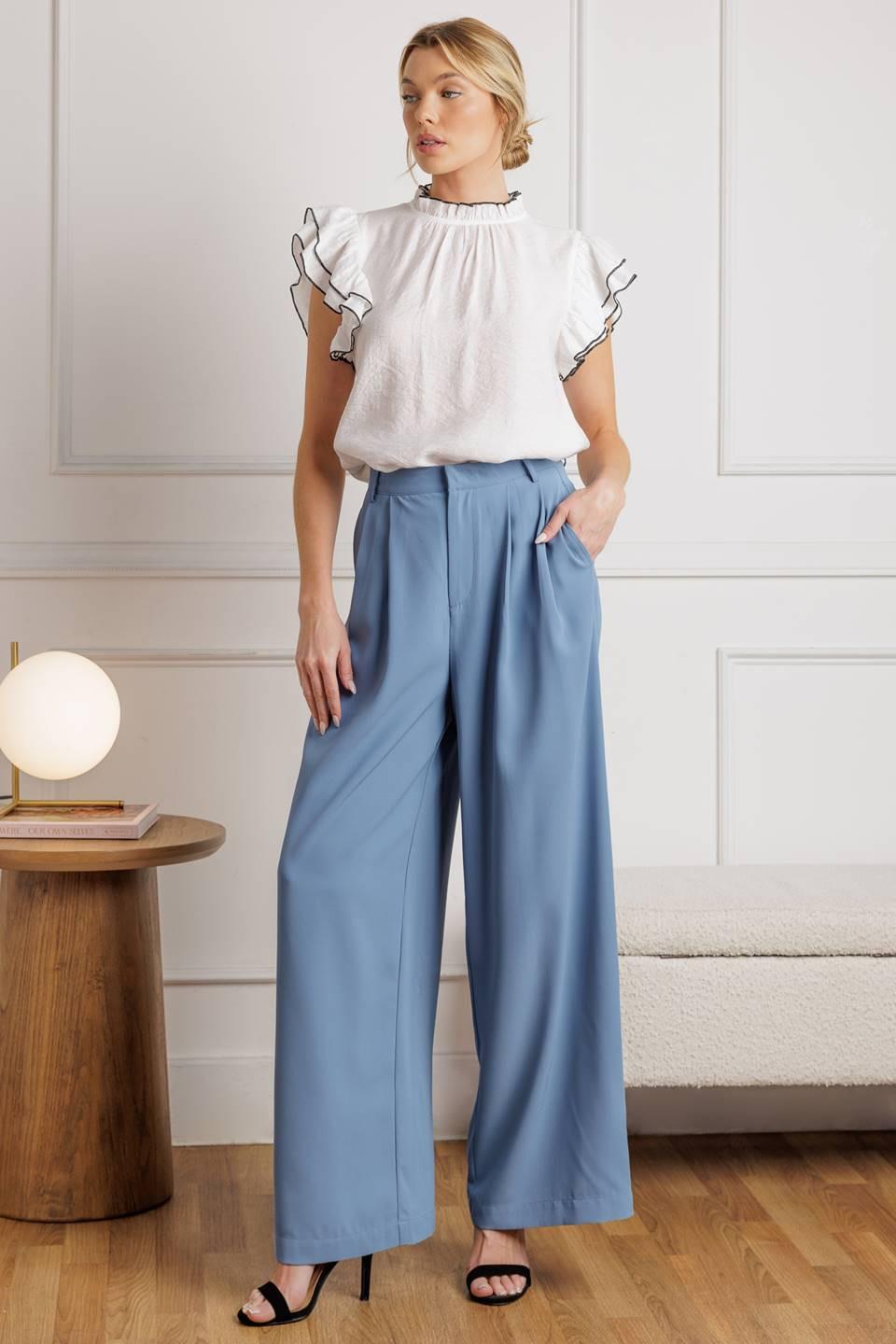 How Can It Be Woven Pants in powder blue, view 4 — Soul Flow Apparel